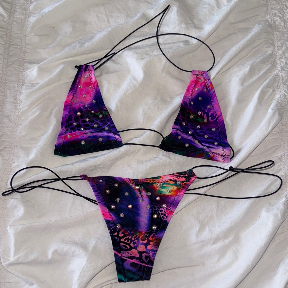 Vibrant Purple and Pink Women's Bikini Set